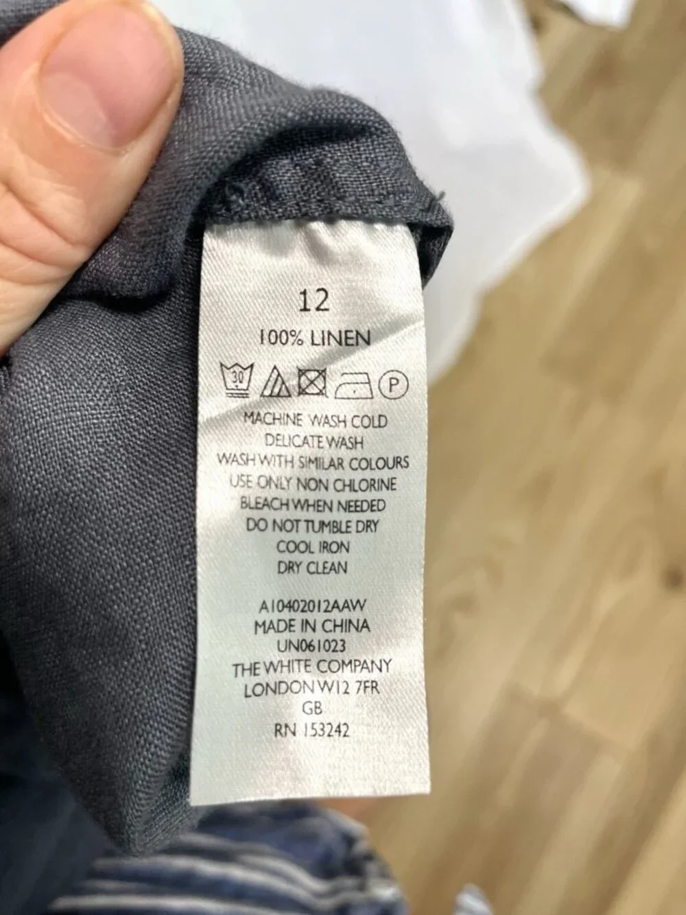The White Company White Label 100% Linen Split-Neck Maxi Dress Dusty Blue size 8
